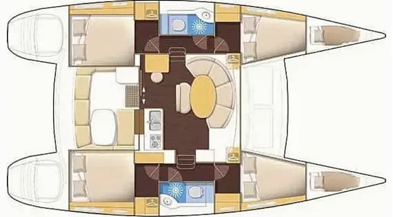Planul punții pentru Lagoon 380 in Salerno / Marina d'Arechi