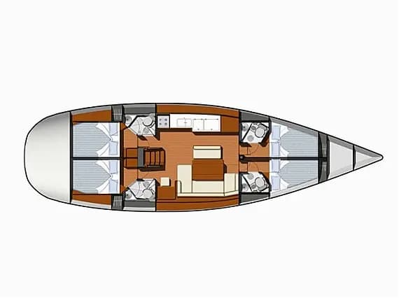 Deck plan of Sun Odyssey 49i in Nea Peramos - Attica / Nea Peramos