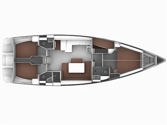 Deck plan of Bavaria Cruiser 51 in Lavrion Main Port