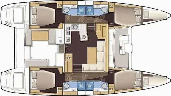 Deck plan of Lagoon 450 Fly in Ibiza / Port of Ibiza