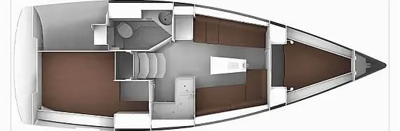 Deck plan of Bavaria Cruiser 34 in Sukošan / D-Marin Dalmacija Marina