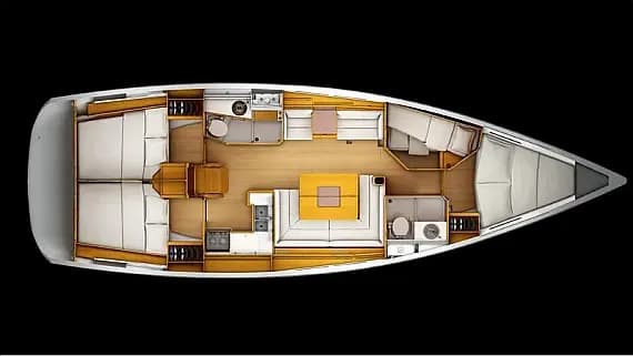 Sun Odyssey 439 in Preveza Main Port 的甲板布局图