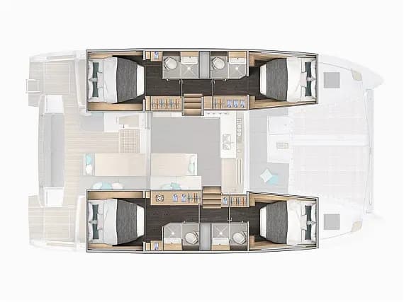 Planul punții pentru Lagoon 43 in Athens / Alimos Marina