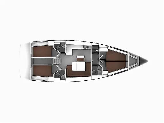 Deck plan of Bavaria Cruiser 46 in Lefkada / D-Marin Marina Lefkas