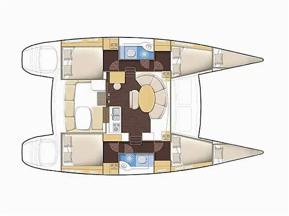 Planul punții pentru Lagoon 380 in Dubrovnik / ACI Marina Dubrovnik