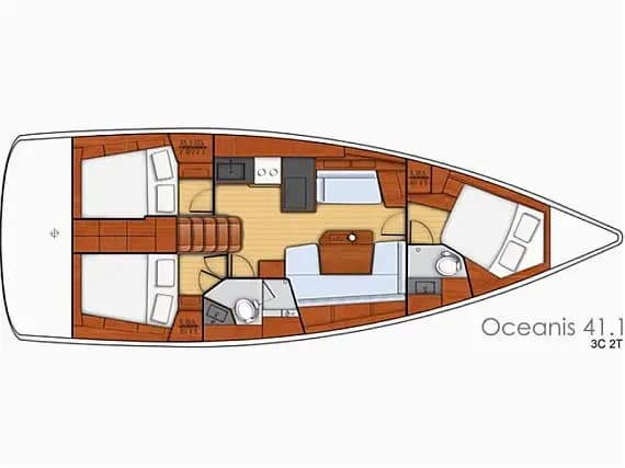 Deck plan of Oceanis 41.1 in Sukošan / D-Marin Dalmacija Marina