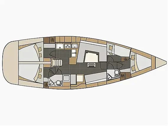 Deck plan of Elan Impression 45 in Corfu / Gouvia / D-Marin Marina Gouvia