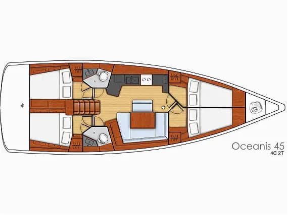Deck plan of Oceanis 45 in Šibenik / D-Marin Marina Mandalina