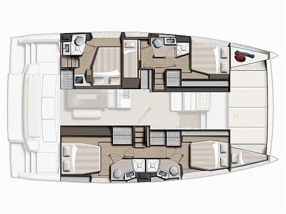 План на палубата на Bali 4.6 in Sardinia / Porto Rotondo / Punta Nuraghe