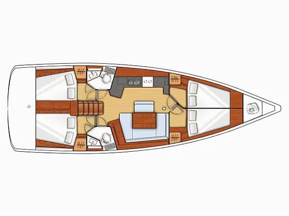 Deck plan of Oceanis 45 in Lefkada / D-Marin Marina Lefkas