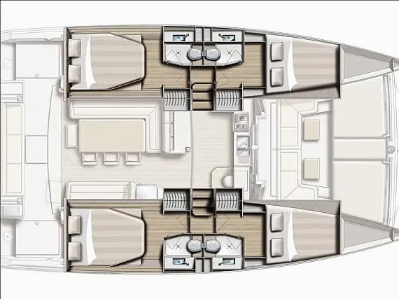 План на палубата на Bali 4.1 in Lefkada / D-Marin Marina Lefkas