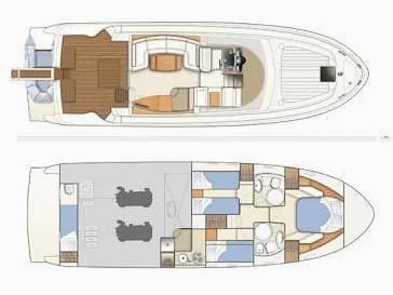 Deck plan of Ferretti 480 in Paros port