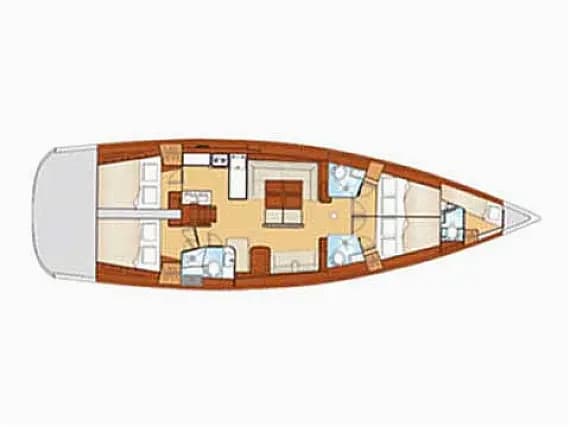 Deck plan of Oceanis 54 in Sardinia / Cagliari / Marina di Cagliari