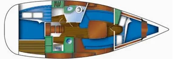 Deck plan of Sun Odyssey 32i in Pula / Tehnomont Marina Veruda