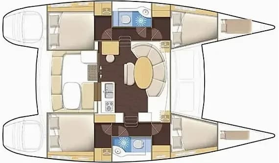 Planul punții pentru Lagoon 380 in Eden Island / Mahe, Victoria / Eden Island Marina