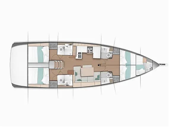 Deck plan of Sun Odyssey 490 in Fethiye / Ece Marina