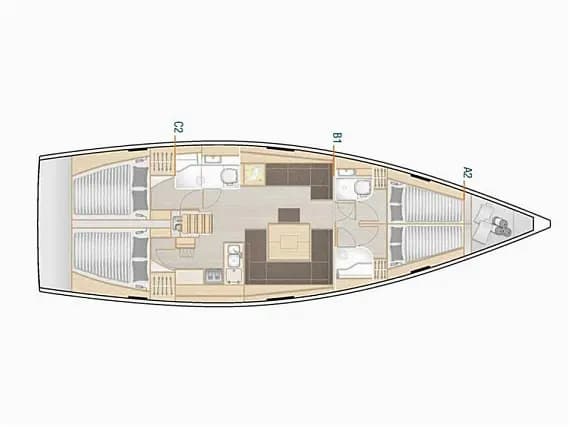 Deck plan of Hanse 458 in Lavrion Main Port