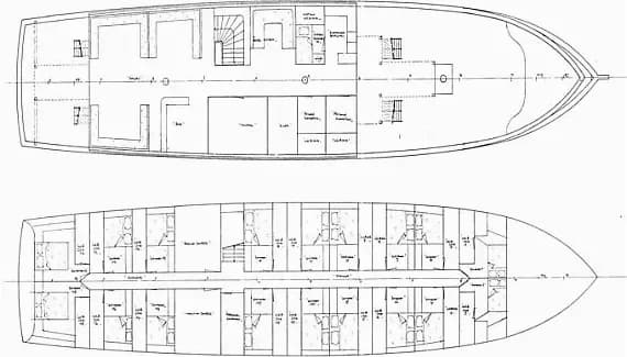 Deck plan of Gulet in Fethiye / Marina Yat Limani