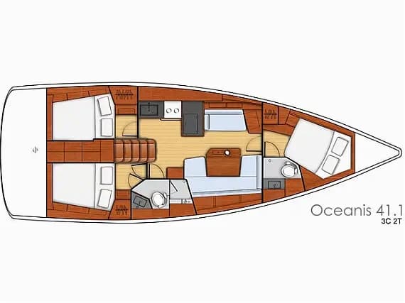 Deck plan of Oceanis 41.1 in Sukošan / D-Marin Dalmacija Marina