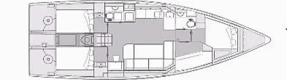 Deck plan of Elan Impression 43 in Kalamata Port