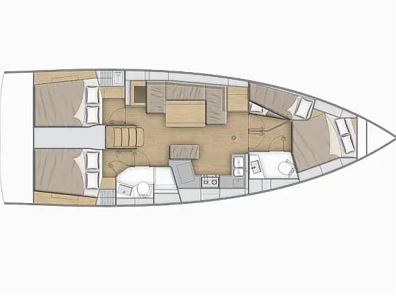 Deck plan of Oceanis 40.1 in Sukošan / D-Marin Dalmacija Marina