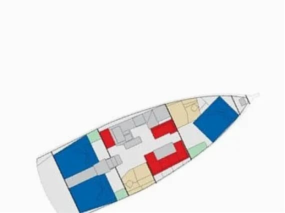 Deck plan of Sun Odyssey 410 in Salerno
