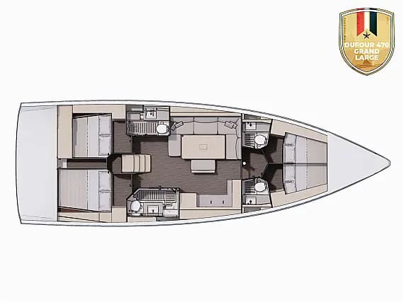 Planul punții pentru Dufour 470 in Rogoznica / Marina Frapa