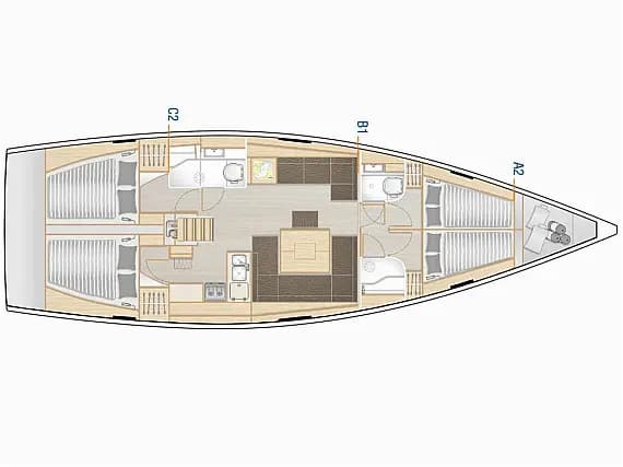 Planul punții pentru Hanse 458 in Kos / Marina Kos