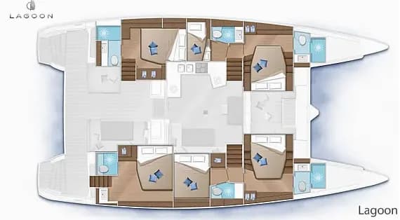 Planul punții pentru Lagoon 52 in Martinique / Le Marin
