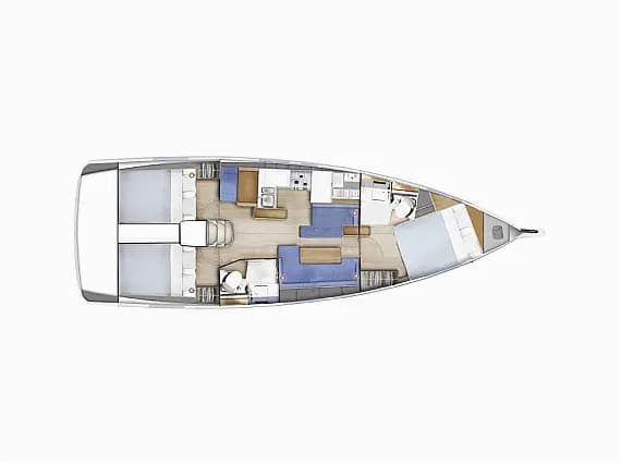 Deck plan of Sun Odyssey 410 in Skradin / ACI Marina Skradin