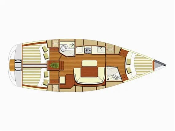 Deck plan of Dufour 385 Grand Large in Sicily / Marsala Marina