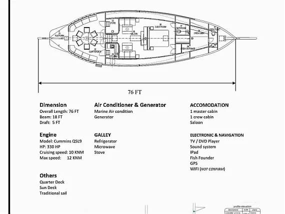 Deck plan of Custom built 183 in Maldives / Malé