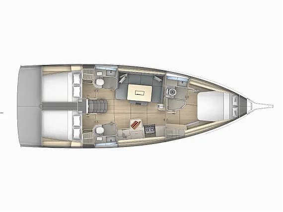 Deck plan of Dufour 41 in Sicily / Palermo / Marina Villa Igiea