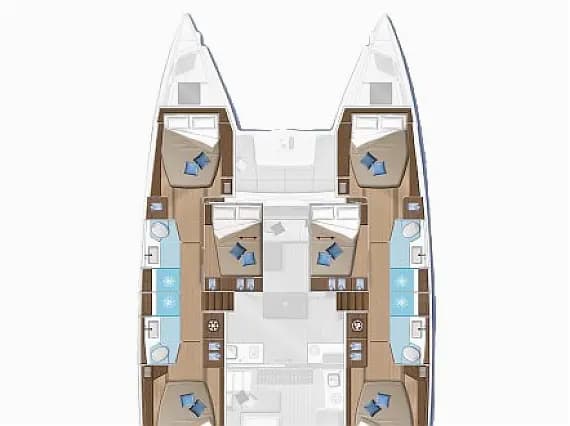 Planul punții pentru Lagoon 50 in Lefkada / D-Marin Marina Lefkas