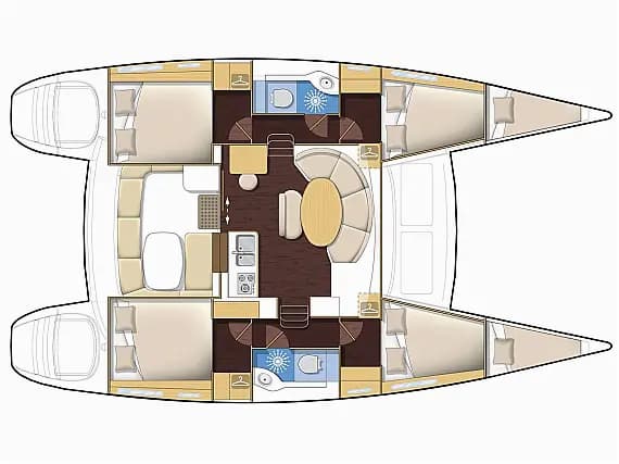 Planul punții pentru Lagoon 380 in Kavala Marina