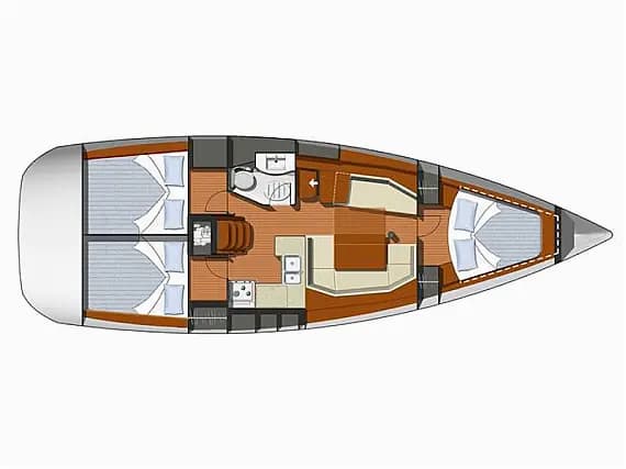 Deck plan of Sun Odyssey 39i in Piraeus / Athens Marina S.A.