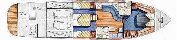 Deck plan of Conam 58S in Sardinia / Porto Rotondo - Punta Asfodeli / Marina di Asfodeli