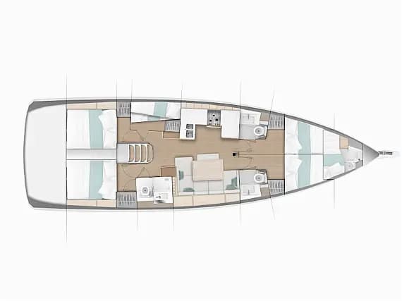 Deck plan of Sun Odyssey 490 in Primošten / Marina Kremik
