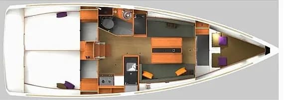 Deck plan of Sun Odyssey 349 in Split / ACI Marina Split