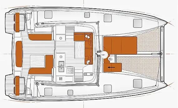 Excess 11 in Fethiye / Lykia Yacht Club 的甲板布局图