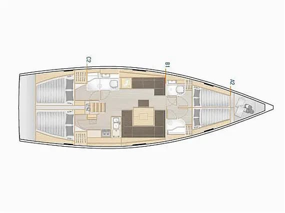 Deck plan of Hanse 458 in Marmaris / Netsel Marmaris Marina