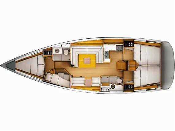 Deck plan of Sun Odyssey 449 in Corfu / Gouvia / D-Marin Marina Gouvia