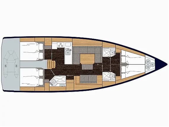 Deck plan of Bavaria C45 in Lefkada / D-Marin Marina Lefkas