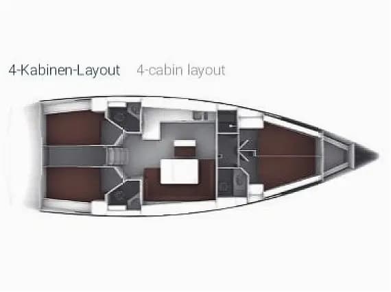 Deck plan of Bavaria Cruiser 46 in Göcek / Marinturk Village Port