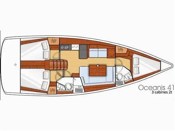 Deck plan of Oceanis 41 in Corfu / Gouvia / D-Marin Marina Gouvia