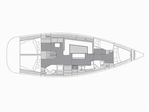 Deck plan of Elan Impression 45.1 in Sardinia / Cannigione