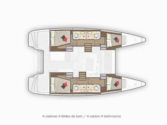 Deck plan of Lagoon 40 in Sukošan / D-Marin Dalmacija Marina