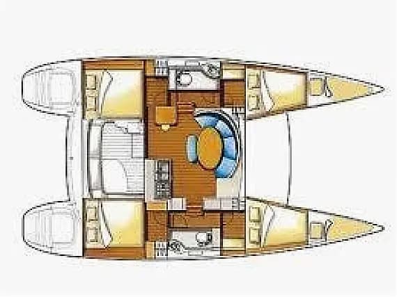 Planul punții pentru Lagoon 380 in Lefkada / Marina Perigiali