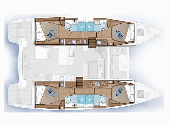 План на палубата на Lagoon 46 in Sardinia / Portisco / Marina di Portisco