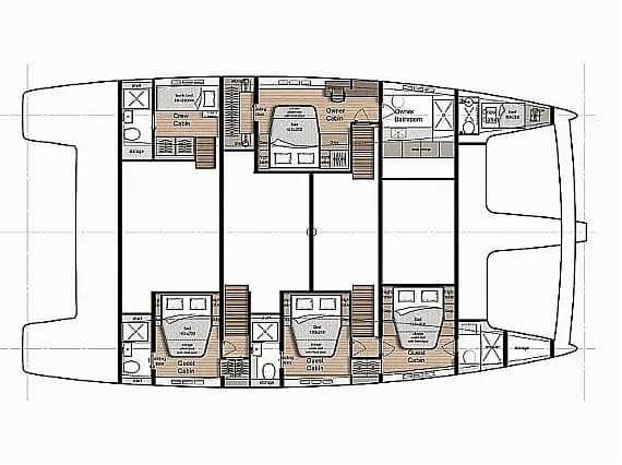 План на палубата на Sunreef 60 in Kaštel Gomilica / Marina Kaštela